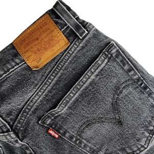 Levi's 501 Premium Jeans Women W24 L26 Black Straight Leg Button Fly Y2K